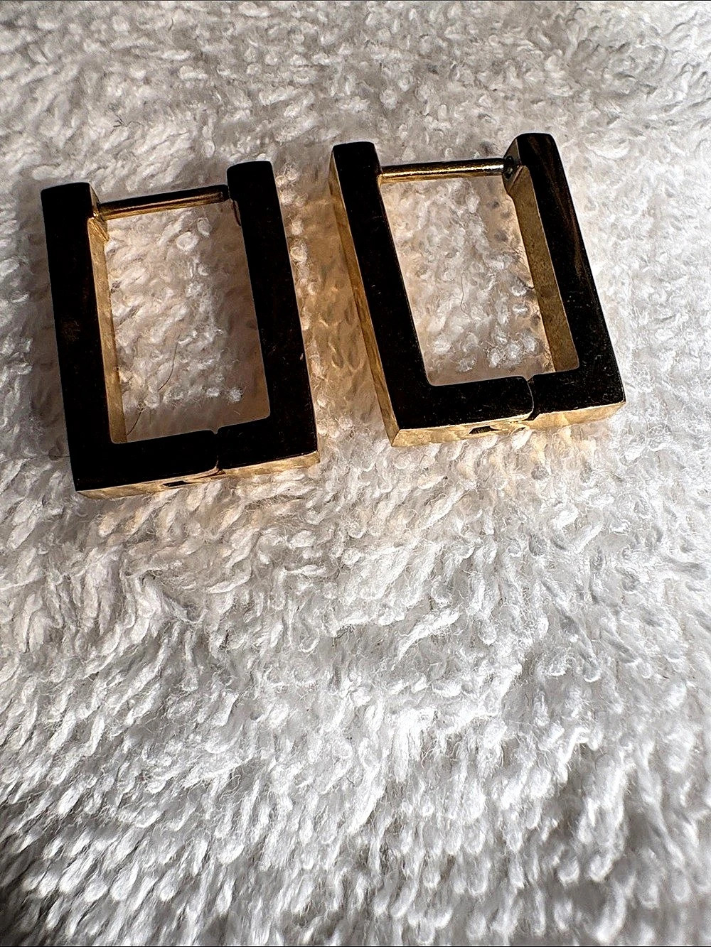 Geometric Rectangle Earrings in Black & Gold Like New